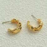 Irregular Textured C-Hoop Cubic Zirconia Earrings - floysun