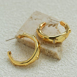 Irregular Textured C-Hoop Cubic Zirconia Earrings - floysun