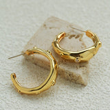 Irregular Textured C-Hoop Cubic Zirconia Earrings - floysun
