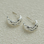 Irregular Textured C-Hoop Cubic Zirconia Earrings - floysun