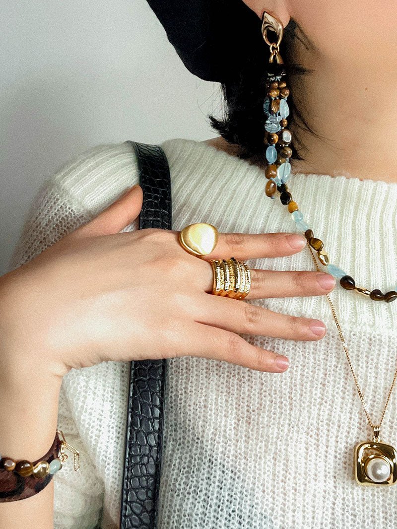 Irregular Tiger’s Eye & Aquamarine Bracelet - floysun