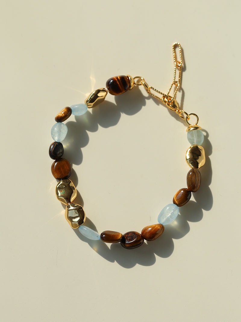 Irregular Tiger’s Eye & Aquamarine Bracelet - floysun