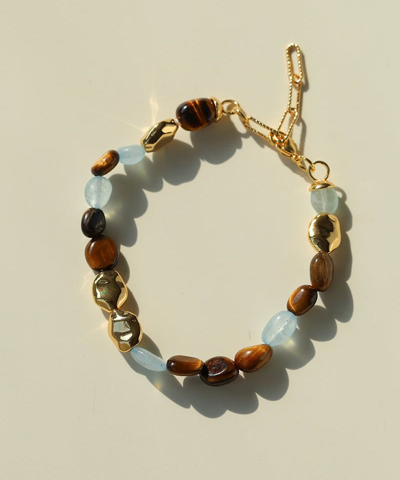 Irregular Tiger’s Eye & Aquamarine Bracelet - floysun
