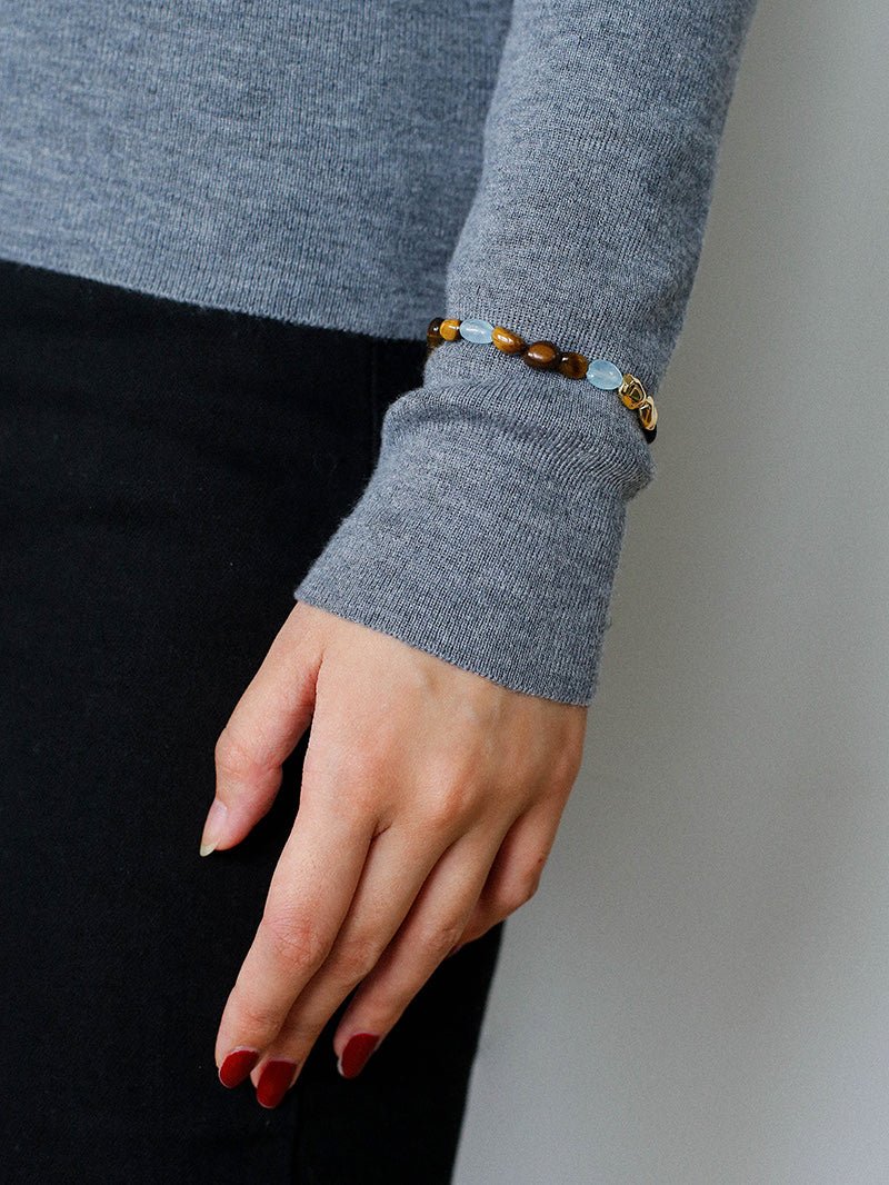 Irregular Tiger’s Eye & Aquamarine Bracelet - floysun