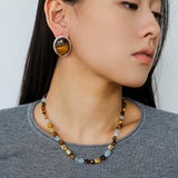 Irregular Tiger’s Eye & Aquamarine Necklace - floysun