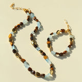 Irregular Tiger’s Eye & Aquamarine Necklace - floysun