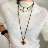 Irregular Tiger’s Eye & Aquamarine Necklace - floysun