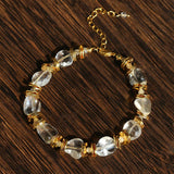 Irregular White Crystal Bracelet with Gold Flakes - floysun