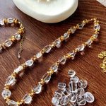 Irregular White Crystal Necklace with Gold Flakes - floysun