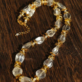 Irregular White Crystal Necklace with Gold Flakes - floysun