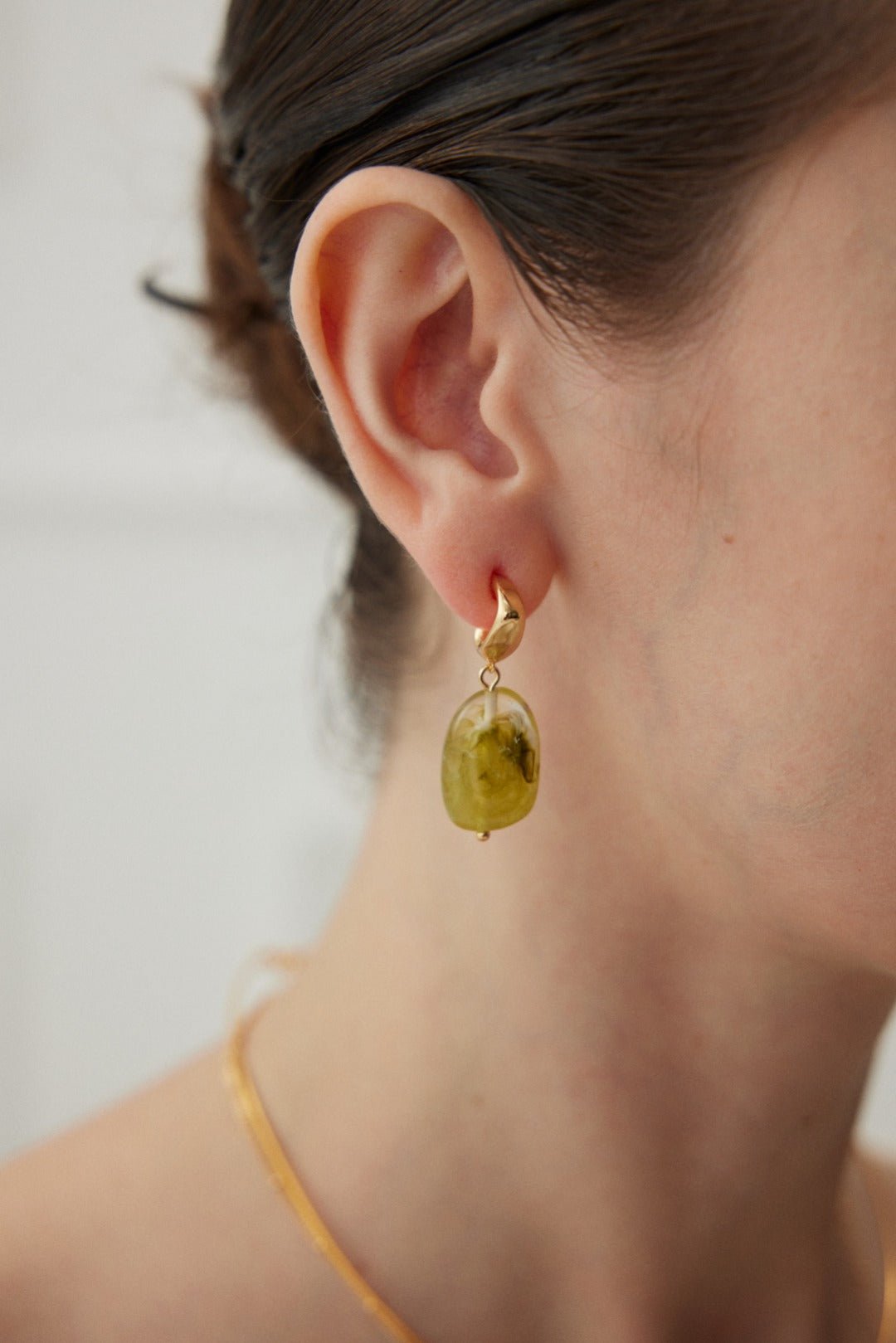 Irregular Yellow-green Resin Drop Earring - floysun