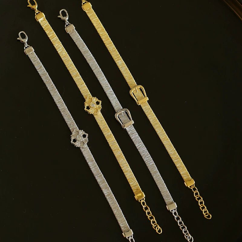 Italian Artisan Wire Bracelet in 925 Sterling Silver | Clover & Belt Buckle Designs - floysun