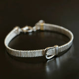 Italian Artisan Wire Bracelet in 925 Sterling Silver | Clover & Belt Buckle Designs - floysun