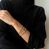 Italian Artisan Wire Handmade 925 Sterling Silver Bracelet | Layered Design with CZ Accents - floysun