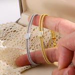 Italian Artisan Wire Handmade 925 Sterling Silver Bracelet | Layered Design with CZ Accents - floysun