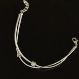 Italian Artisan Wire Handmade 925 Sterling Silver Bracelet | Layered Design with CZ Accents - floysun
