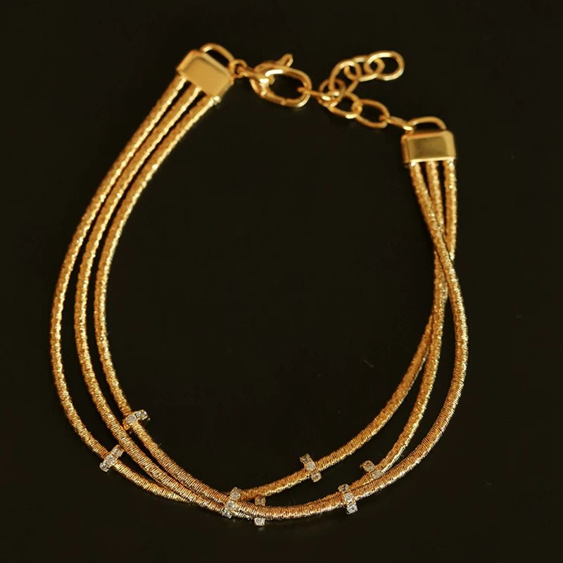 Italian Artisan Wire Handmade 925 Sterling Silver Bracelet | Layered Design with CZ Accents - floysun