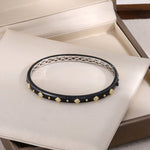 Italian Brushed Black Gold Sterling Silver CZ Bangle - floysun