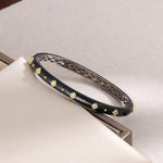Italian Brushed Black Gold Sterling Silver CZ Bangle - floysun