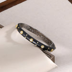 Italian Brushed Black Gold Sterling Silver CZ Bangle - floysun