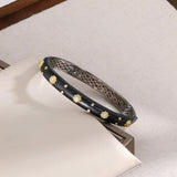 Italian Brushed Black Gold Sterling Silver CZ Bangle - floysun