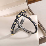 Italian Brushed Black Gold Sterling Silver CZ Bangle - floysun