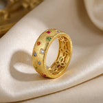 Italian Brushed Geometric CZ Ring - floysun