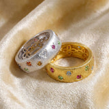 Italian Brushed Geometric CZ Ring - floysun