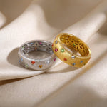 Italian Brushed Geometric CZ Ring - floysun