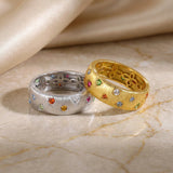 Italian Brushed Geometric CZ Ring - floysun