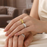 Italian Brushed Geometric CZ Ring - floysun