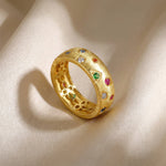 Italian Brushed Geometric CZ Ring - floysun