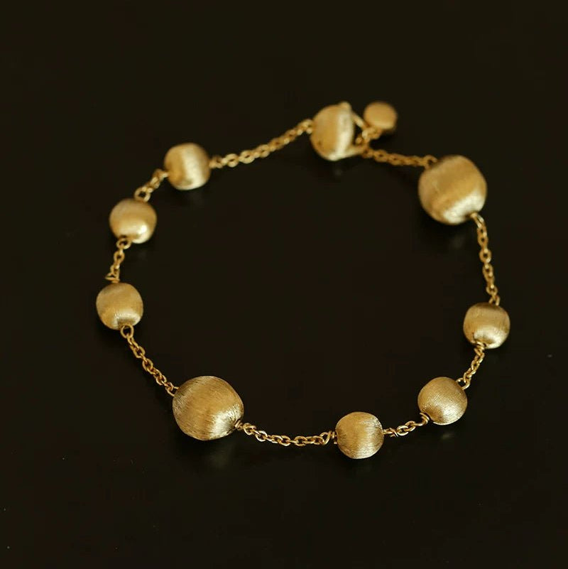 Italian Brushed Gold Ball Bracelet - floysun