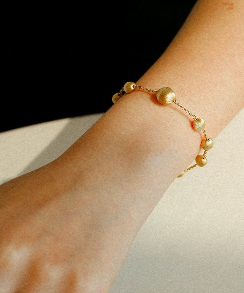 Italian Brushed Gold Ball Bracelet - floysun