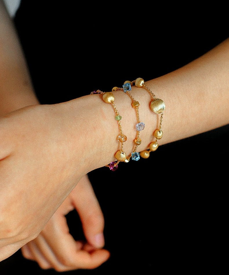 Italian Brushed Gold Ball Bracelet - floysun