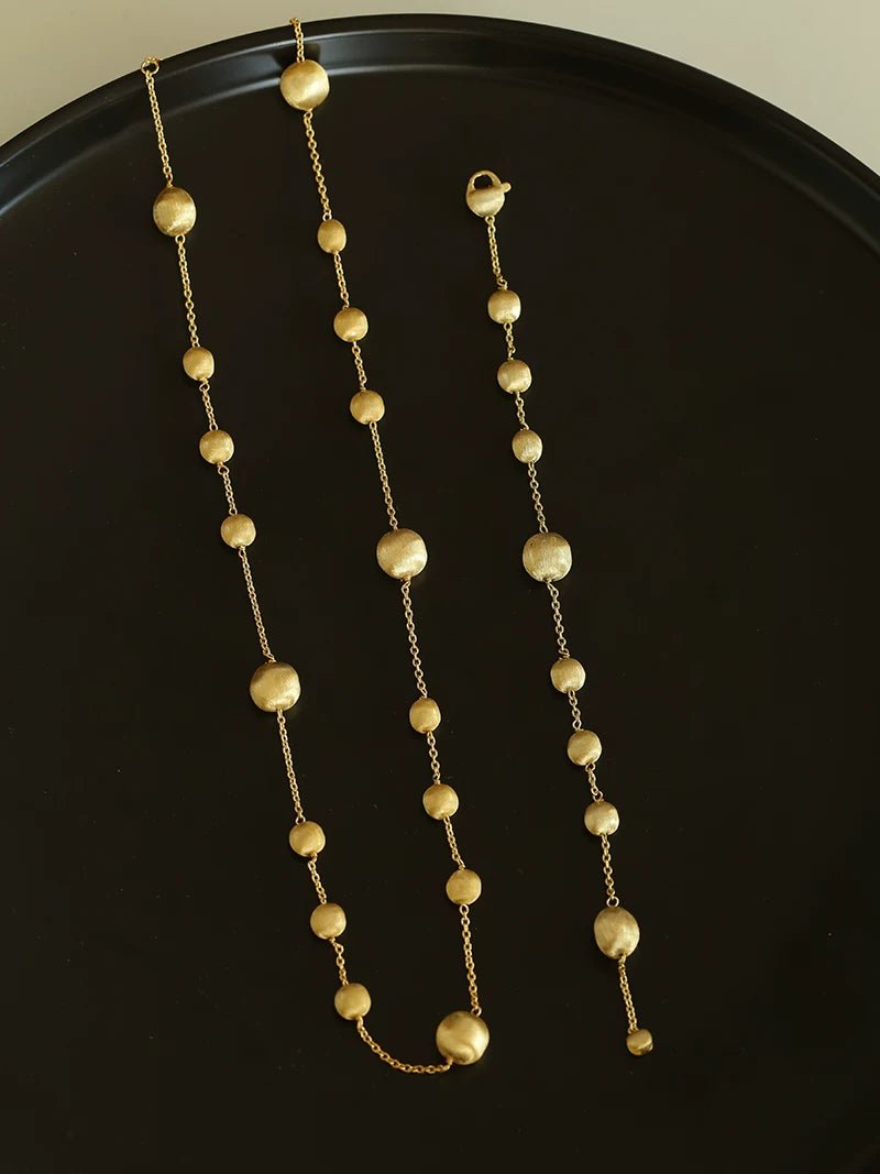 Italian Brushed Gold Ball Necklace - floysun