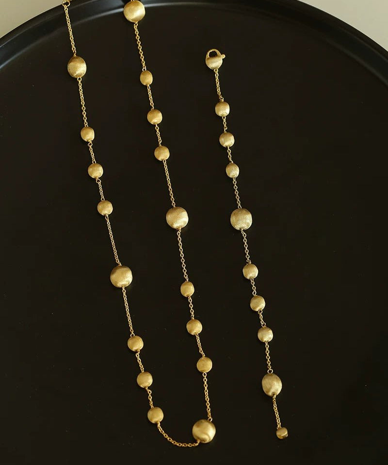 Italian Brushed Gold Ball Necklace - floysun