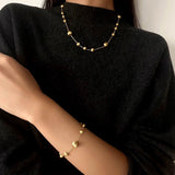 Italian Brushed Gold Ball Necklace - floysun