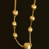 Italian Brushed Gold Ball Necklace - floysun