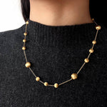 Italian Brushed Gold Ball Necklace - floysun
