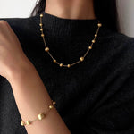 Italian Brushed Gold Ball Necklace - floysun