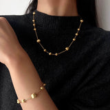 Italian Brushed Gold Ball Necklace - floysun