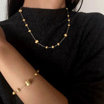 Italian Brushed Gold Ball Necklace - floysun