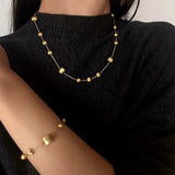 Italian Brushed Gold Ball Necklace - floysun