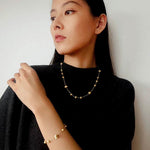 Italian Brushed Gold Ball Necklace - floysun