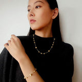 Italian Brushed Gold Ball Necklace - floysun