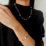 Italian Brushed Gold Ball Necklace - floysun