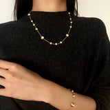 Italian Brushed Gold Ball Necklace - floysun