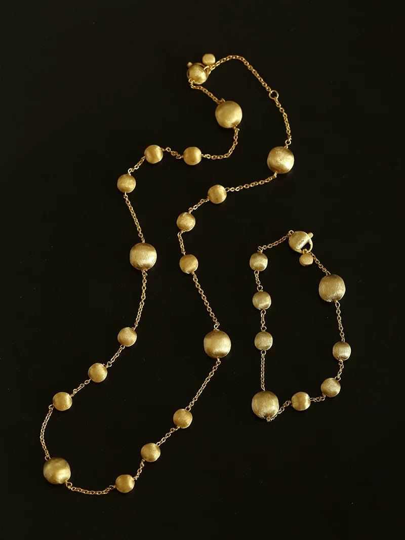 Italian Brushed Gold Ball Necklace - floysun