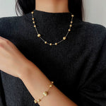 Italian Brushed Gold Ball Necklace - floysun